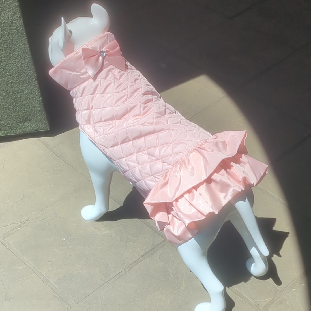 Posse Pink Quilted Pet Dress with Bow. A Pitbull To Wear This Size XL.